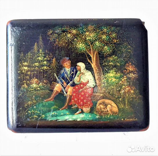 Палехская шкатулка-портсигар ркка, 1940 год