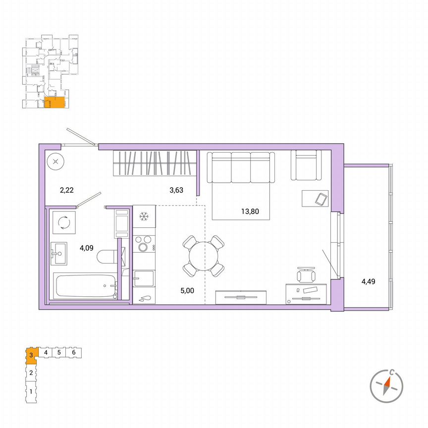 Квартира-студия, 30,1 м², 6/7 эт.