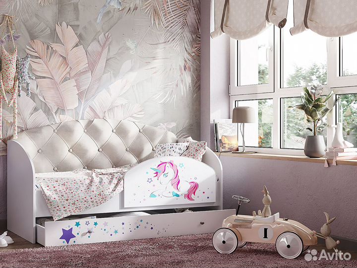 Кровать детская с каретной стяжкой Звездочка