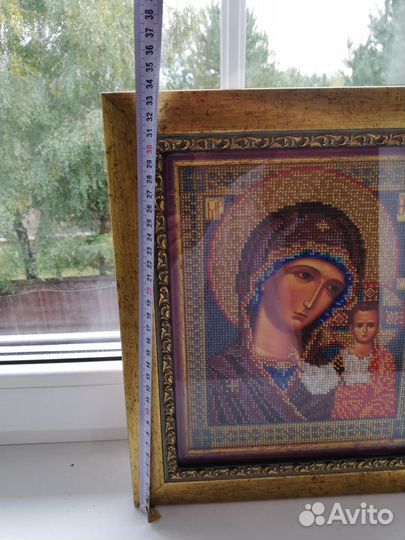 Икона Божья матерь вышивка бисером