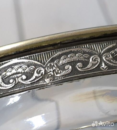 Ваза для фруктов из хрусталя, мельхиор