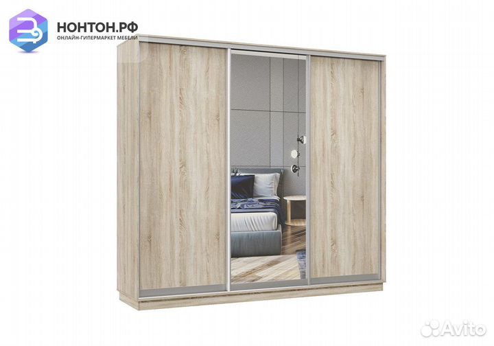 Шкаф-купе трёхдверный Асель с 1 зеркалом дуб соном