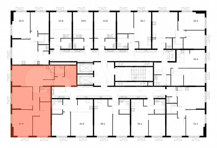 3-к. квартира, 87,6 м², 13/16 эт.
