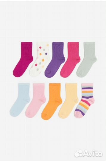 Носки детские hm, 10 пар в упаковке, новые