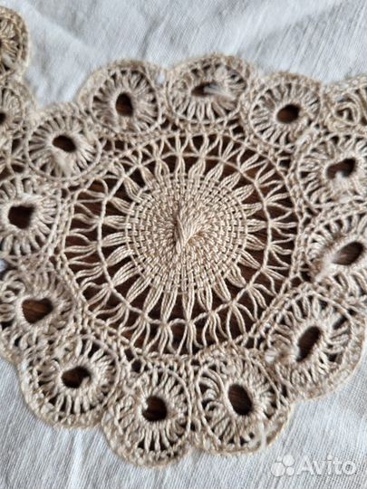 Скатерть игольное кружево/лен