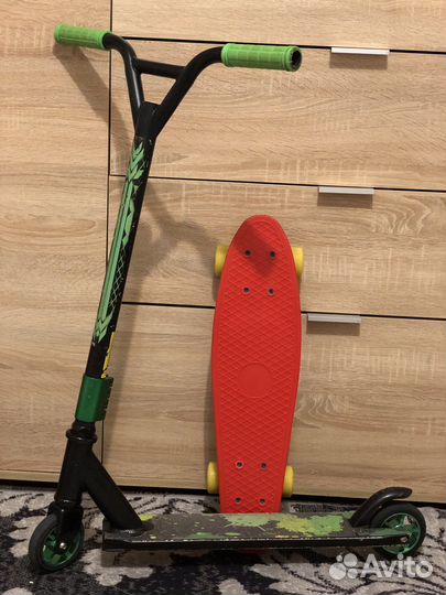 Самокат +скейт