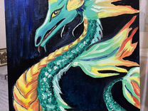 Картина маслом дракон на холсте