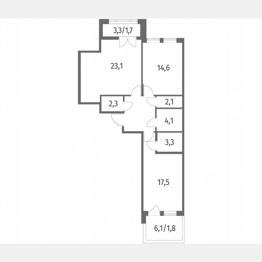 2-к. квартира, 78,4 м², 2/8 эт.