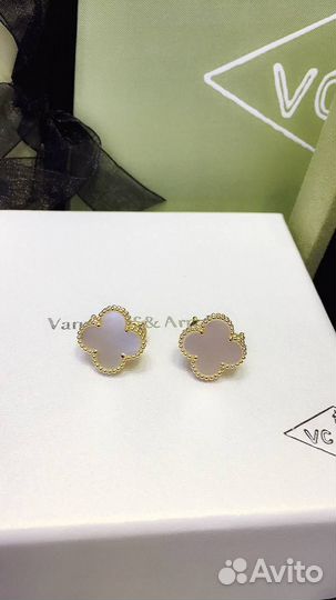 Золотые серьги van cleef Alhambra