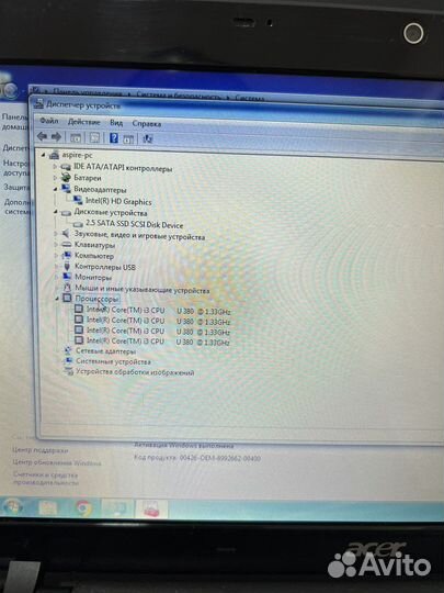Нетбук acer aspire intel i3
