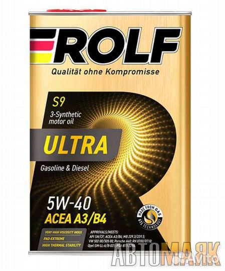 Rolf ultra S9 5W-40 A3/B4 SN/CF 4л синт. металл. к