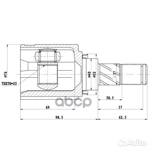 Шрус внутренний nissan tiida C11 (05-12), - L