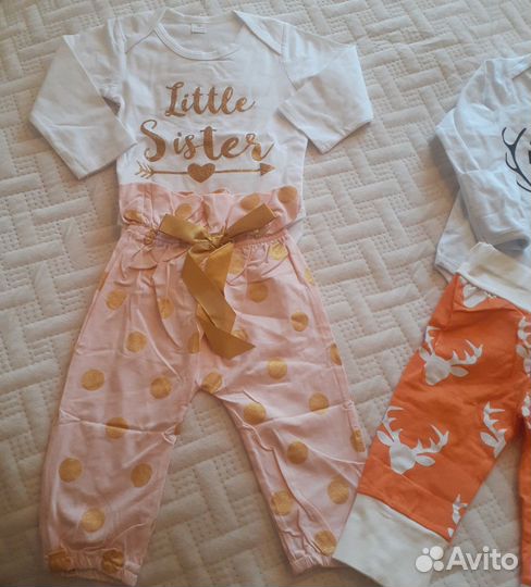 Костюмчики летние 2шт, новые, 74-80-86