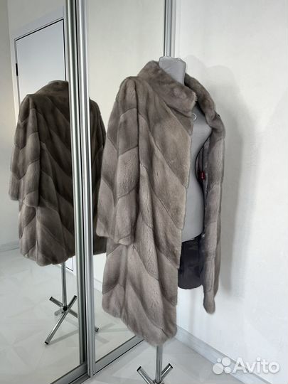 Шуба норковая Голубая Серая Кимоно Kopenhagen Fur