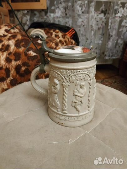 Кружка пивная редкая, антиквариат, ручная роспись