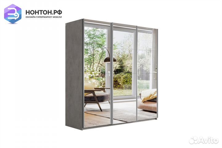 Шкаф-купе 3-х створчатый с зеркалом широкий Прайм