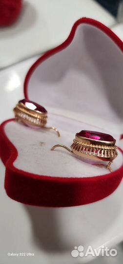 Золотые серьги СССР 583, 9.65гр