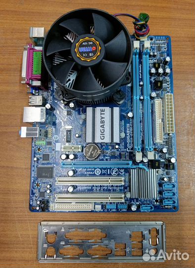 Материнская плата 775 (2 слота ) + кулер + е7500