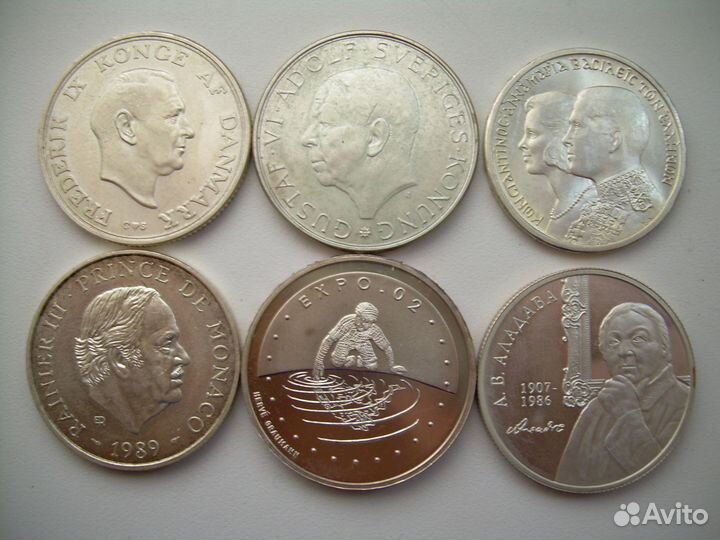 Литва,Дания,Швеция, Монако, и др. серебро