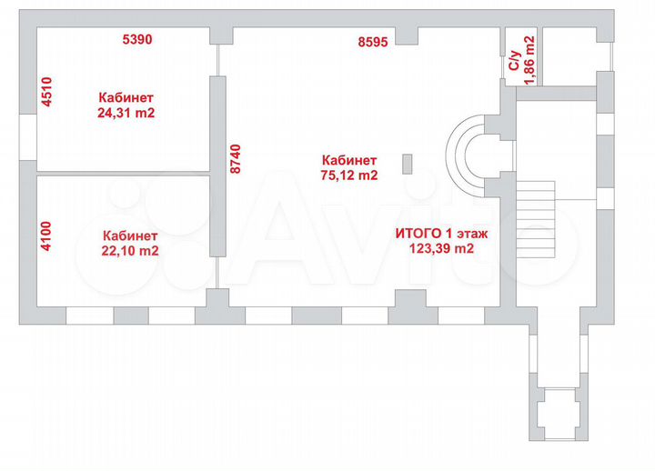 Офисное помещение, 124 м²
