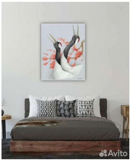 Принт репродукция Японские журавли