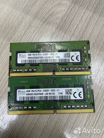 Оперативная память для ноутбука 4gb+2gb