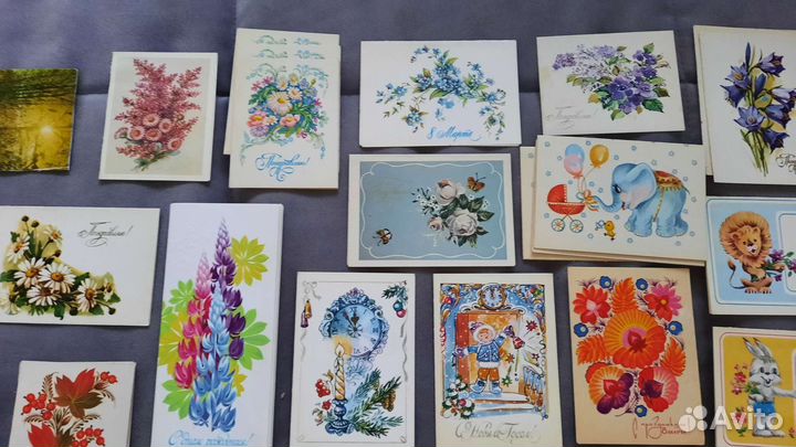 Маленькие открытки СССР, 36шт одним лотом
