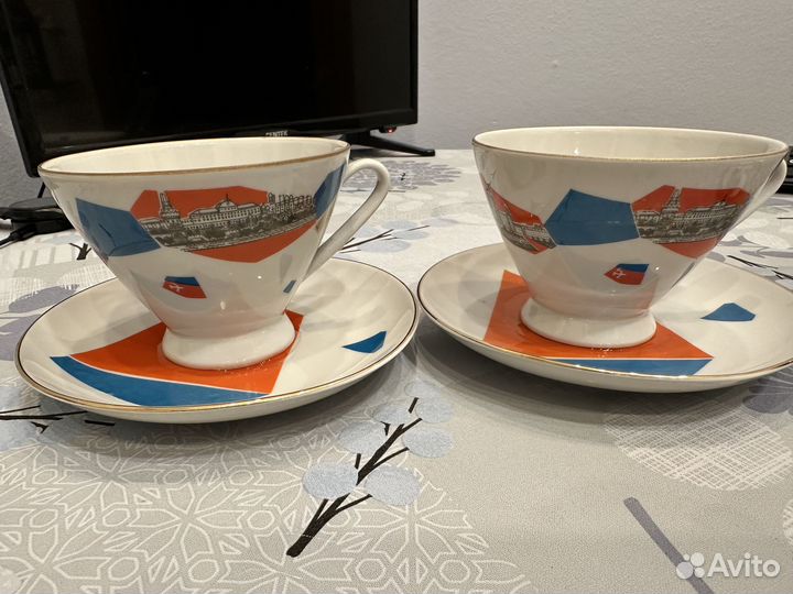 Чайная чашка с блюдцем «Виды Москвы» 1970 гг