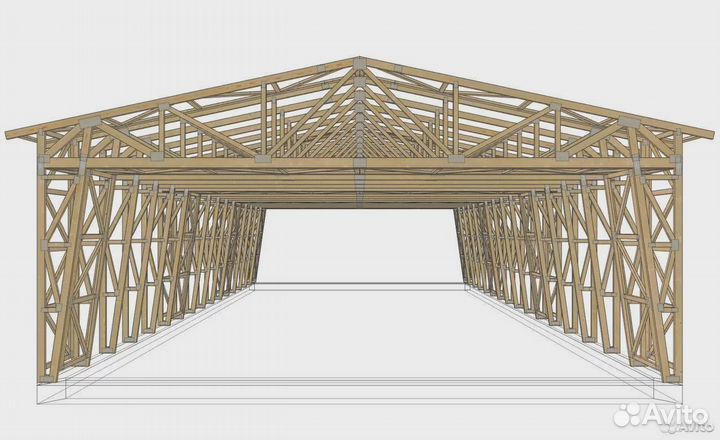 Деревянные фермы на мзп для каркасного ангара
