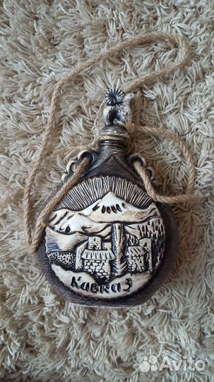 Глиняный кувшин-фляга для вина