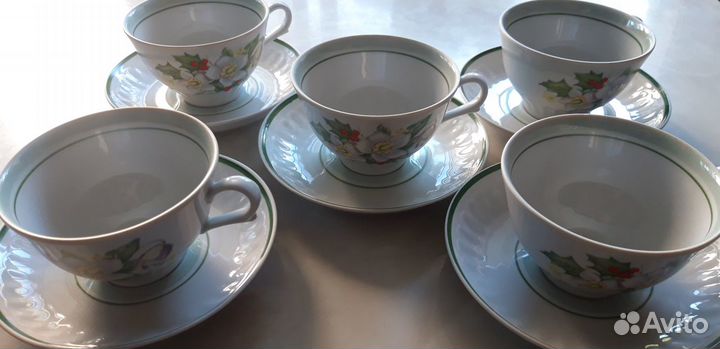 Набор чашек 5 шт + блюдце 6 шт (Б 4)