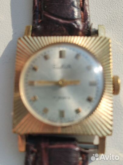 Часы -кольцо Чайка скань рубин позолота AU 17,5 ра