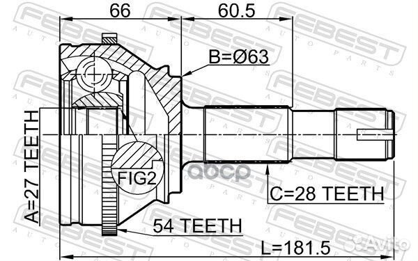 ШРУС внешний перед fiat ducato 2006/27*63*28