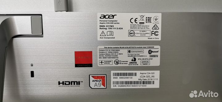 Моноблок Acer Aspire C24-320, RAM 4 гб, HDD 1 тб