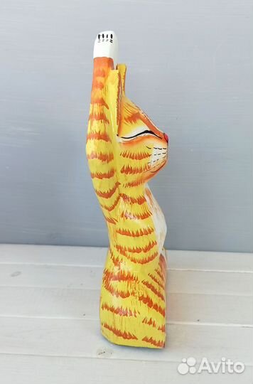 Кот деревянный, кот йог, фигурка сувенирная