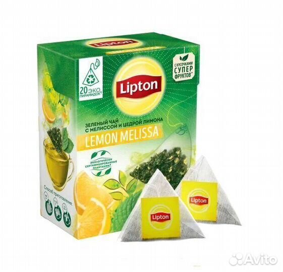 Чай Lipton Lemon Melissa Зеленый пирамидки (опт)