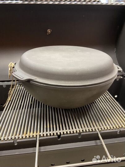 Казан чугунный с крышкой-сковородой 8 литров