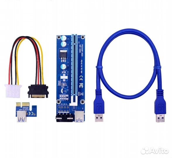 Рейзер pci-e molex, 6 pin