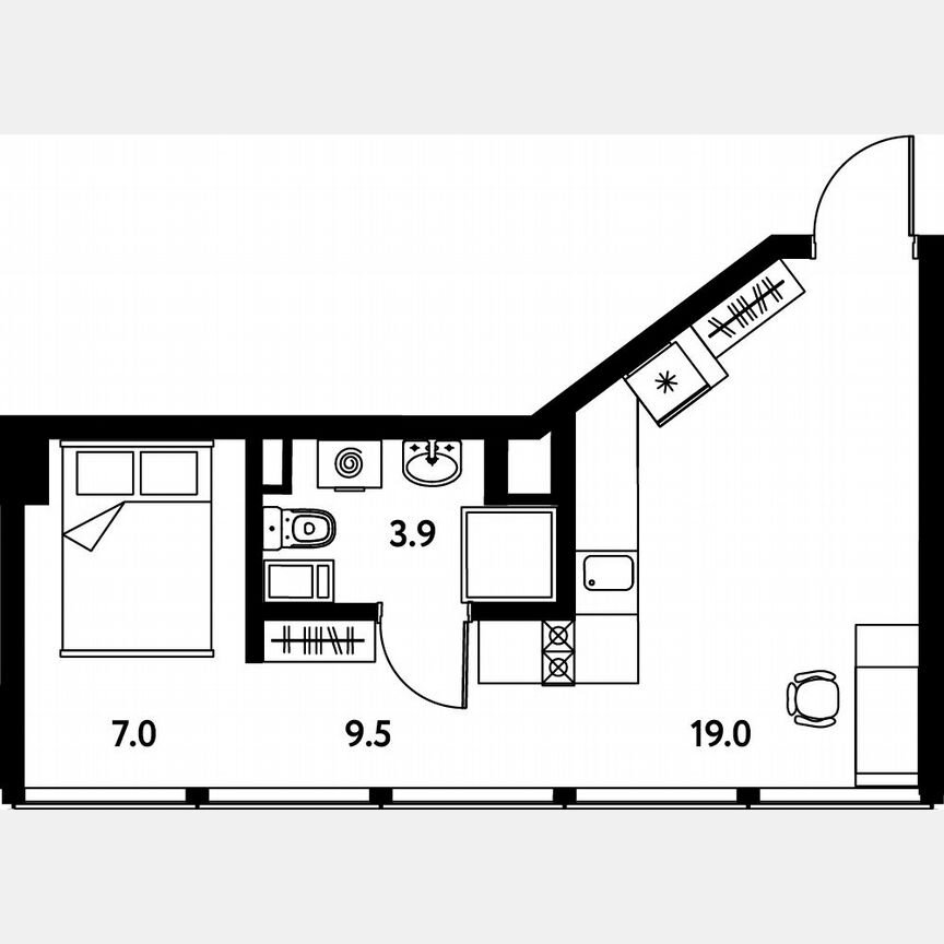 1-к. апартаменты, 30,2 м², 8/10 эт.