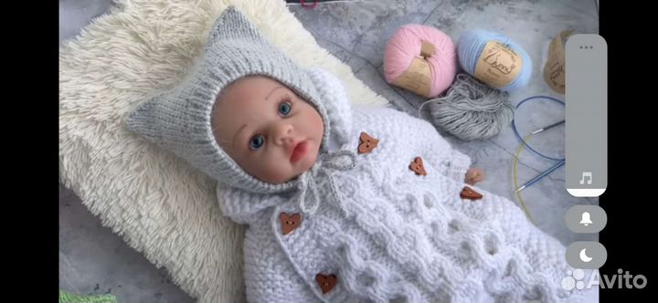 Шапочка от 0 до 3 мес. теплая с носочками
