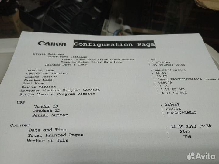 Лазерный принтер Canon LBP6000 пробег 2840 страниц