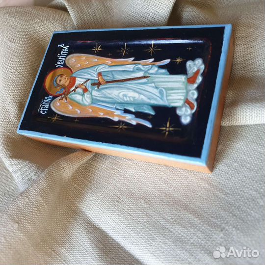 Рукописная миниатюрная икона. Ангел Хранитель