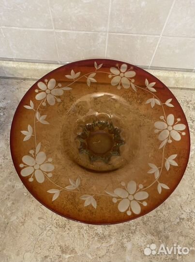 Ваза конфетница цветное стекло,чайная пара