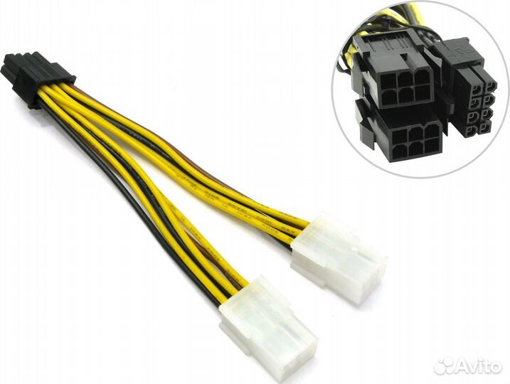 Переходник molex на 6 pin GPU (2*6pin на 1*8pin)