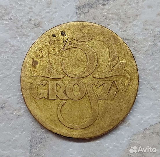 Монета 5 грошей 1923 год