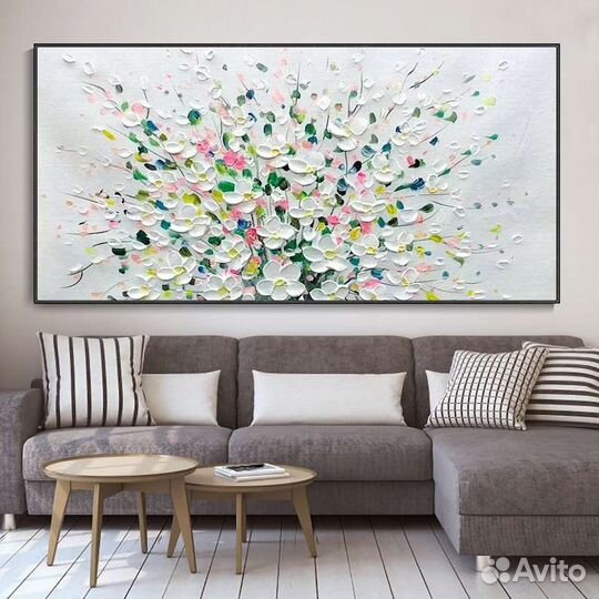 Объёмная картина маслом в подарок букет