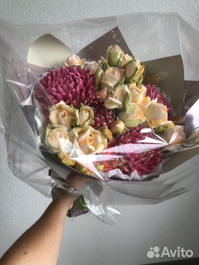 Букет цветов съедобных зефирных