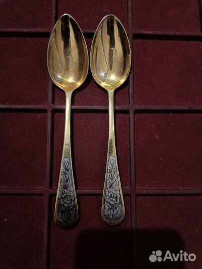 Десертные ложки Северная чернь серебро