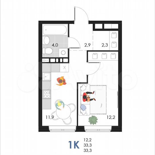 1-к. квартира, 33,3 м², 5/6 эт.