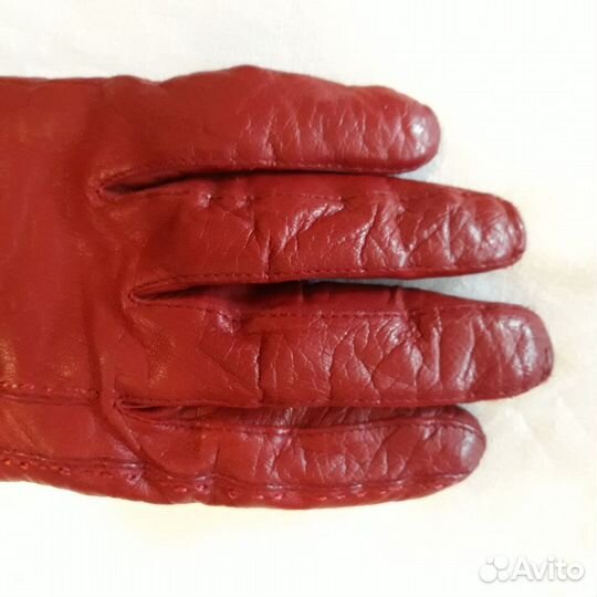 Кожаные красные перчатки Edmins утепленные р. 8